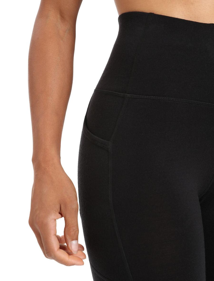 Women's Icebreaker Merino Fastray High Rise Running Tights Black | CA 1437OKIR